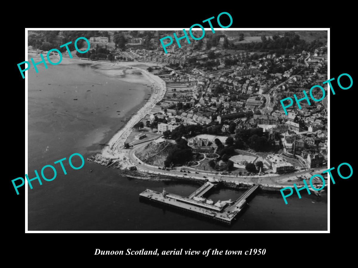 OLD LARGE HISTORIC PHOTO OF DUNOON SCOTLAND, AERIAL VIEW OF THE TOWN c1950 2