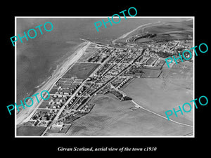 OLD LARGE HISTORIC PHOTO OF GIRVAN SCOTLAND, AERIAL VIEW OF THE TOWN c1930 3