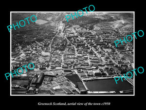 OLD LARGE HISTORIC PHOTO OF GREENOCK SCOTLAND, AERIAL VIEW OF THE TOWN c1950 5