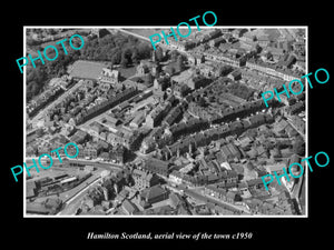 OLD LARGE HISTORIC PHOTO OF HAMILTON SCOTLAND, AERIAL VIEW OF THE TOWN c1950 1