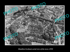 OLD LARGE HISTORIC PHOTO OF HAMILTON SCOTLAND, AERIAL VIEW OF THE TOWN c1950 2