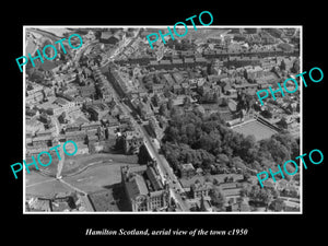 OLD LARGE HISTORIC PHOTO OF HAMILTON SCOTLAND, AERIAL VIEW OF THE TOWN c1950 3