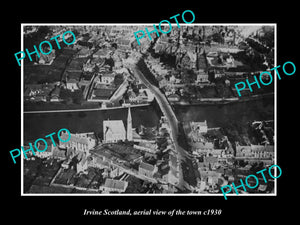 OLD LARGE HISTORIC PHOTO OF IRVINE SCOTLAND, AERIAL VIEW OF THE TOWN c1930 2