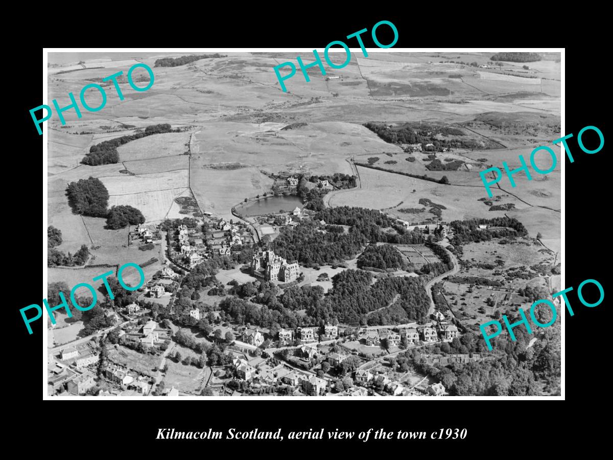 OLD LARGE HISTORIC PHOTO OF KILMACOLM SCOTLAND, AERIAL VIEW OF THE TOWN c1930 2