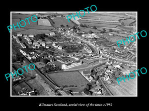 OLD LARGE HISTORIC PHOTO OF KILMAURS SCOTLAND, AERIAL VIEW OF THE TOWN c1950