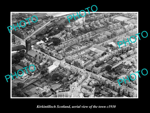 OLD LARGE HISTORIC PHOTO OF KIRKINTILLOCH SCOTLAND, AERIAL VIEW OF TOWN c1930 4