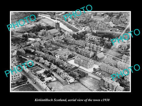 OLD LARGE HISTORIC PHOTO OF KIRKINTILLOCH SCOTLAND, AERIAL VIEW OF TOWN c1930 5