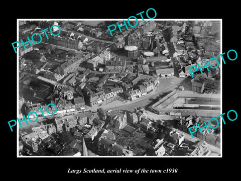 OLD LARGE HISTORIC PHOTO OF LARGS SCOTLAND, AERIAL VIEW OF THE TOWN c1930 2