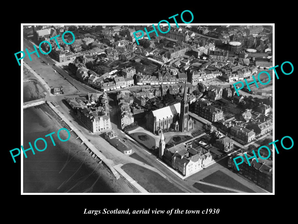 OLD LARGE HISTORIC PHOTO OF LARGS SCOTLAND, AERIAL VIEW OF THE TOWN c1930 3