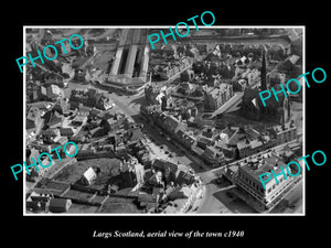 OLD LARGE HISTORIC PHOTO OF LARGS SCOTLAND, AERIAL VIEW OF THE TOWN c1940 2