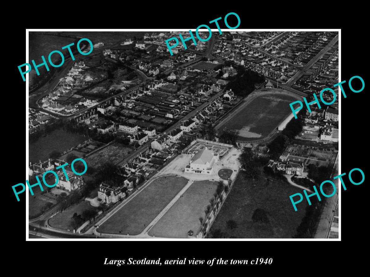 OLD LARGE HISTORIC PHOTO OF LARGS SCOTLAND, AERIAL VIEW OF THE TOWN c1 ...