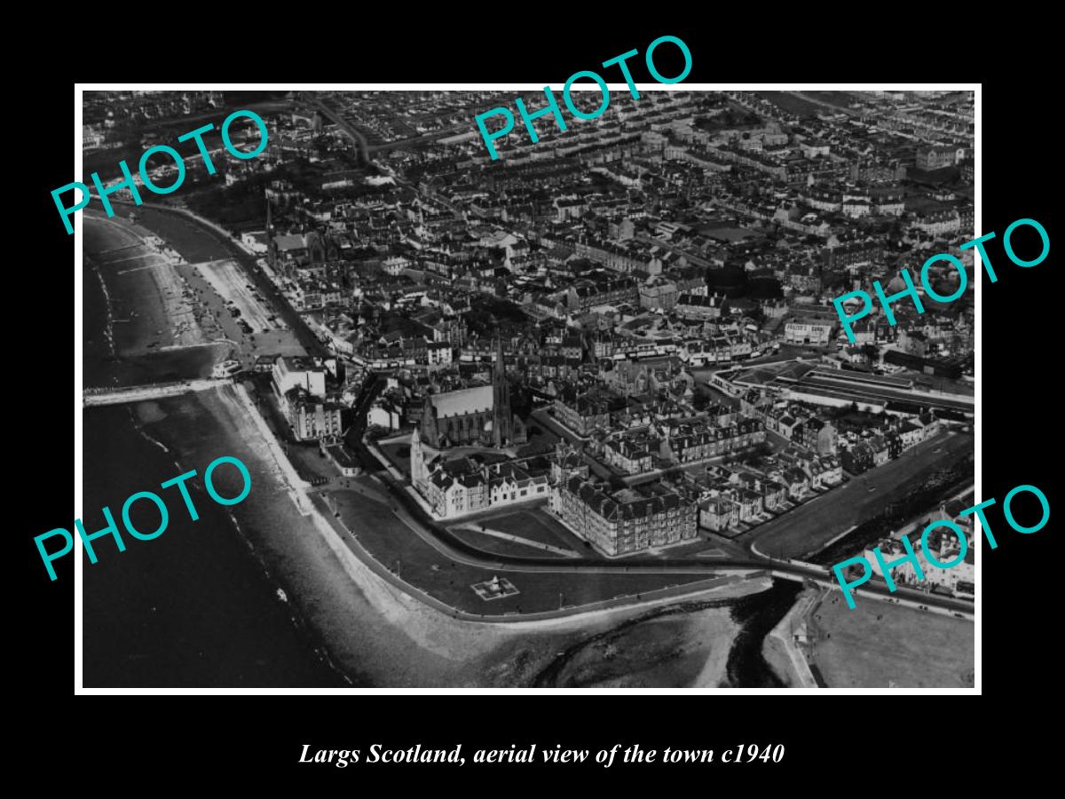 OLD LARGE HISTORIC PHOTO OF LARGS SCOTLAND, AERIAL VIEW OF THE TOWN c1940 4