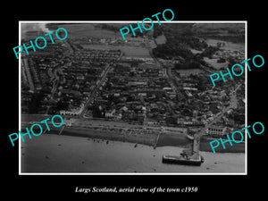 OLD LARGE HISTORIC PHOTO OF LARGS SCOTLAND, AERIAL VIEW OF THE TOWN c1950 1