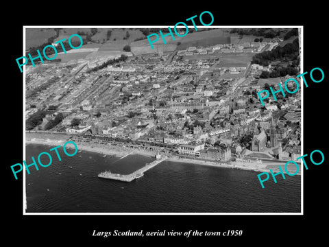 OLD LARGE HISTORIC PHOTO OF LARGS SCOTLAND, AERIAL VIEW OF THE TOWN c1950 2