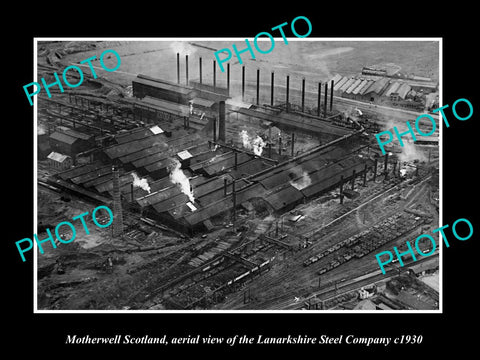 OLD LARGE HISTORIC PHOTO OF MOTHERWELL SCOTLAND, LANARKSHIRE STEEL CO c1930