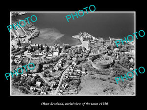 OLD LARGE HISTORIC PHOTO OF OBAN SCOTLAND, AERIAL VIEW OF THE TOWN c1950 3