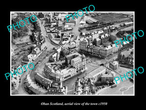 OLD LARGE HISTORIC PHOTO OF OBAN SCOTLAND, AERIAL VIEW OF THE TOWN c1950 4