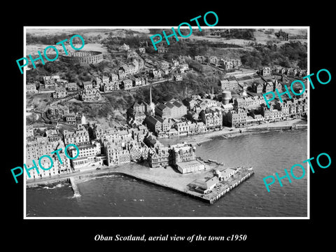 OLD LARGE HISTORIC PHOTO OF OBAN SCOTLAND, AERIAL VIEW OF THE TOWN c1950 6