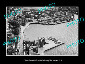 OLD LARGE HISTORIC PHOTO OF OBAN SCOTLAND, AERIAL VIEW OF THE TOWN c1950 7