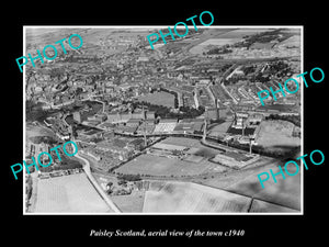 OLD LARGE HISTORIC PHOTO OF PAISLEY SCOTLAND, AERIAL VIEW OF THE TOWN c1940 6