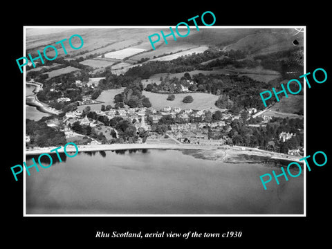 OLD LARGE HISTORIC PHOTO OF RHU SCOTLAND, AERIAL VIEW OF THE TOWN c1930