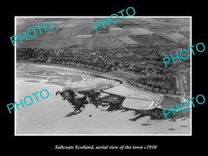 OLD LARGE HISTORIC PHOTO OF SALTCOATS SCOTLAND, AERIAL VIEW OF THE TOWN c1930 1