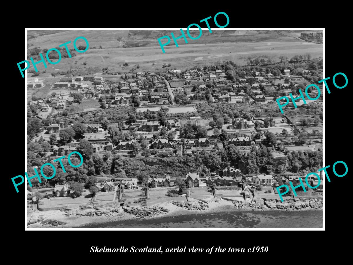 OLD LARGE HISTORIC PHOTO OF SKELMORLIE SCOTLAND, AERIAL VIEW OF THE TOWN c1950 1