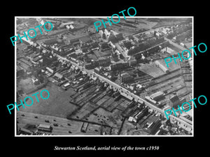 OLD LARGE HISTORIC PHOTO OF STEWARTON SCOTLAND, AERIAL VIEW OF THE TOWN c1950 2