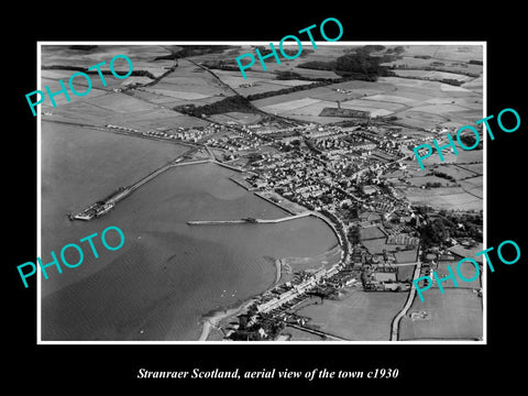 OLD LARGE HISTORIC PHOTO OF STRANRAER SCOTLAND, AERIAL VIEW OF THE TOWN c1930 2