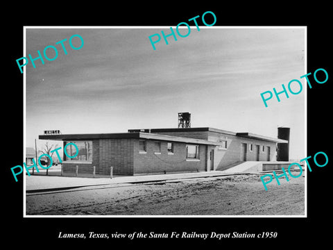 OLD LARGE HISTORIC PHOTO OF LAMESA TEXAS, THE RAILROAD DEPOT STATION c1950