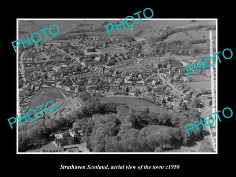 OLD LARGE HISTORIC PHOTO OF STRATHAVEN SCOTLAND, AERIAL VIEW OF THE TOWN c1950 2