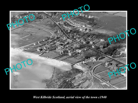 OLD LARGE HISTORIC PHOTO OF WEST KILBRIDE SCOTLAND, AERIAL VIEW OF TOWN c1940 1