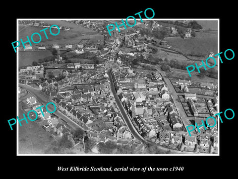 OLD LARGE HISTORIC PHOTO OF WEST KILBRIDE SCOTLAND, AERIAL VIEW OF TOWN c1940 2