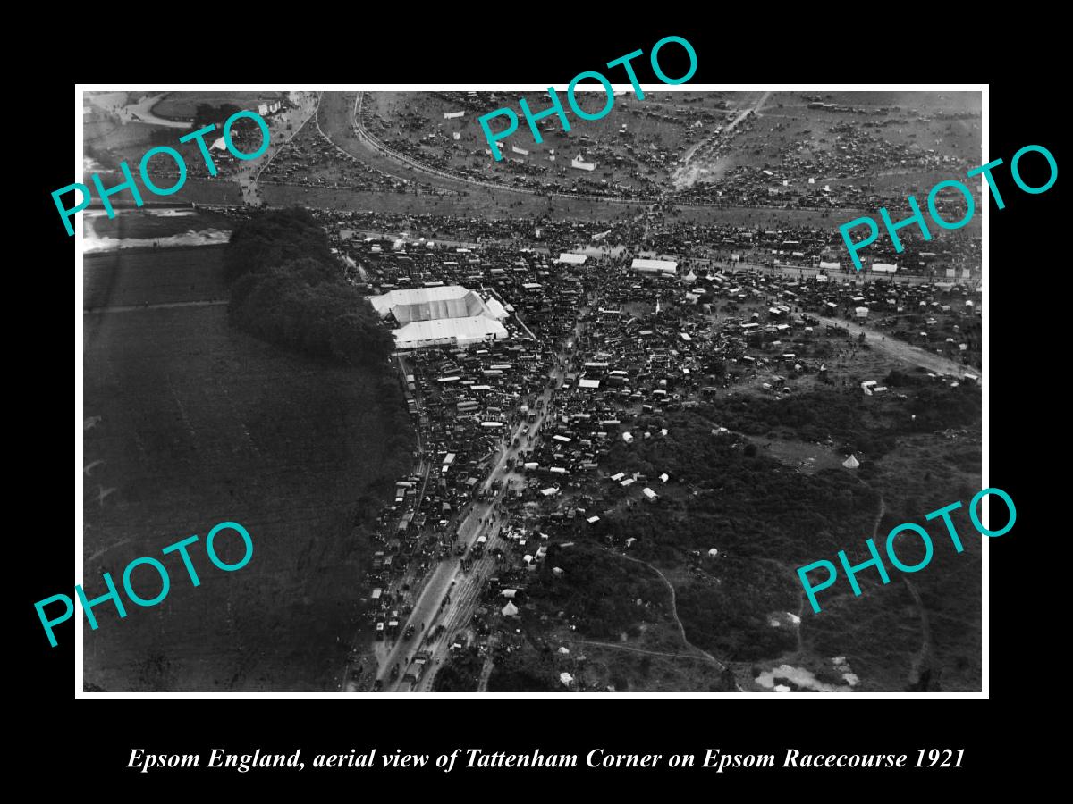 OLD LARGE HISTORIC PHOTO OF EPSOM ENGLAND, AERIAL VIEW OF TATTENHAM CO ...