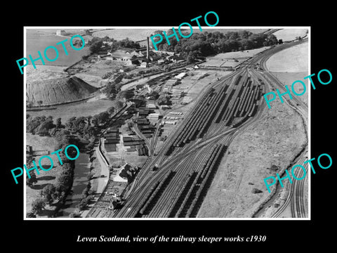 OLD LARGE HISTORIC PHOTO OF LEVEN SCOTLAND, THE RAILWAY SLEEPER WORKS c1930