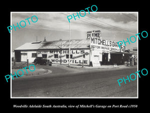 OLD LARGE HISTORIC PHOTO OF WOODVILLE ADELAIDE, THE MITCHELLS CAR GARAGE c1950