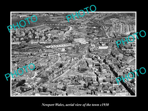 OLD LARGE HISTORIC PHOTO OF NEWPORT WALES, AERIAL VIEW OF THE TOWN c1930 3