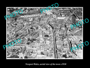 OLD LARGE HISTORIC PHOTO OF NEWPORT WALES, AERIAL VIEW OF THE TOWN c1930 4