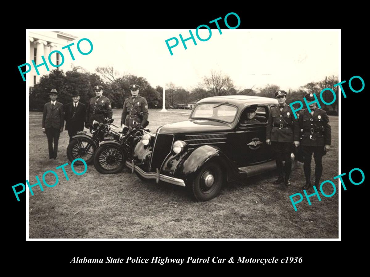 OLD LARGE HISTORIC PHOTO OF ALABAMA STATE POLICE HIGHWAY PATROL CAR c1936