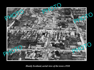 OLD LARGE HISTORIC PHOTO OF HUNTLY SCOTLAND, AERIAL VIEW OF THE TOWN c1930 1