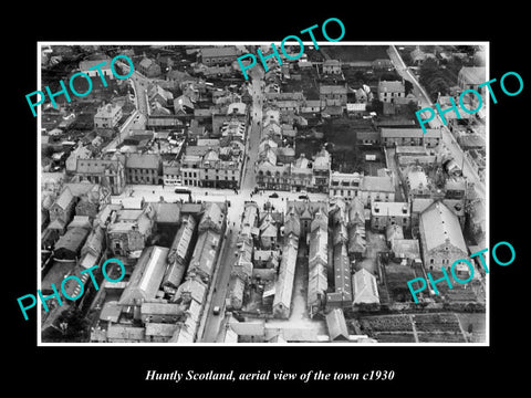 OLD LARGE HISTORIC PHOTO OF HUNTLY SCOTLAND, AERIAL VIEW OF THE TOWN c1930 2