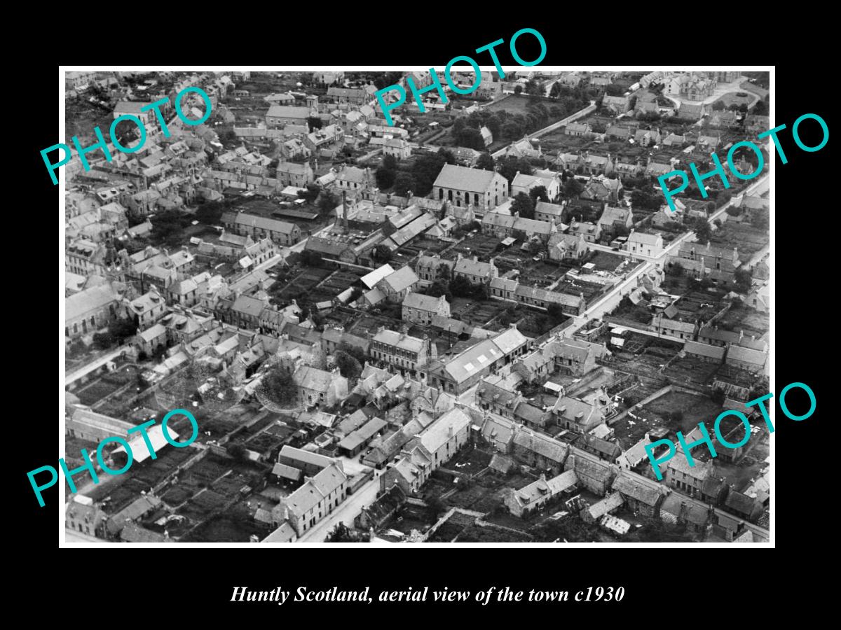 OLD LARGE HISTORIC PHOTO OF HUNTLY SCOTLAND, AERIAL VIEW OF THE TOWN c1930 3