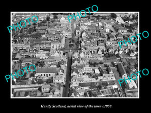 OLD LARGE HISTORIC PHOTO OF HUNTLY SCOTLAND, AERIAL VIEW OF THE TOWN c1950 2