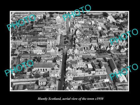 OLD LARGE HISTORIC PHOTO OF HUNTLY SCOTLAND, AERIAL VIEW OF THE TOWN c1950 2