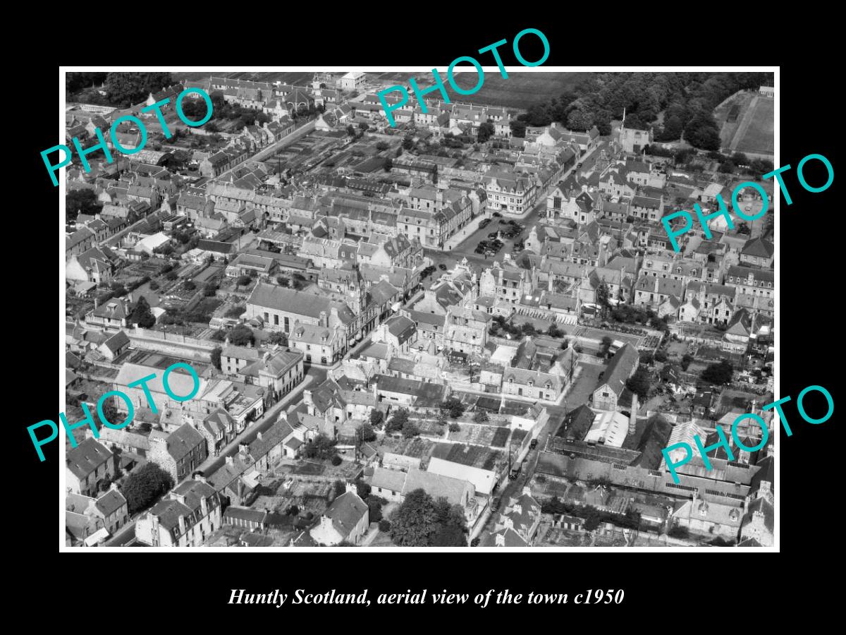 OLD LARGE HISTORIC PHOTO OF HUNTLY SCOTLAND, AERIAL VIEW OF THE TOWN c1950 3