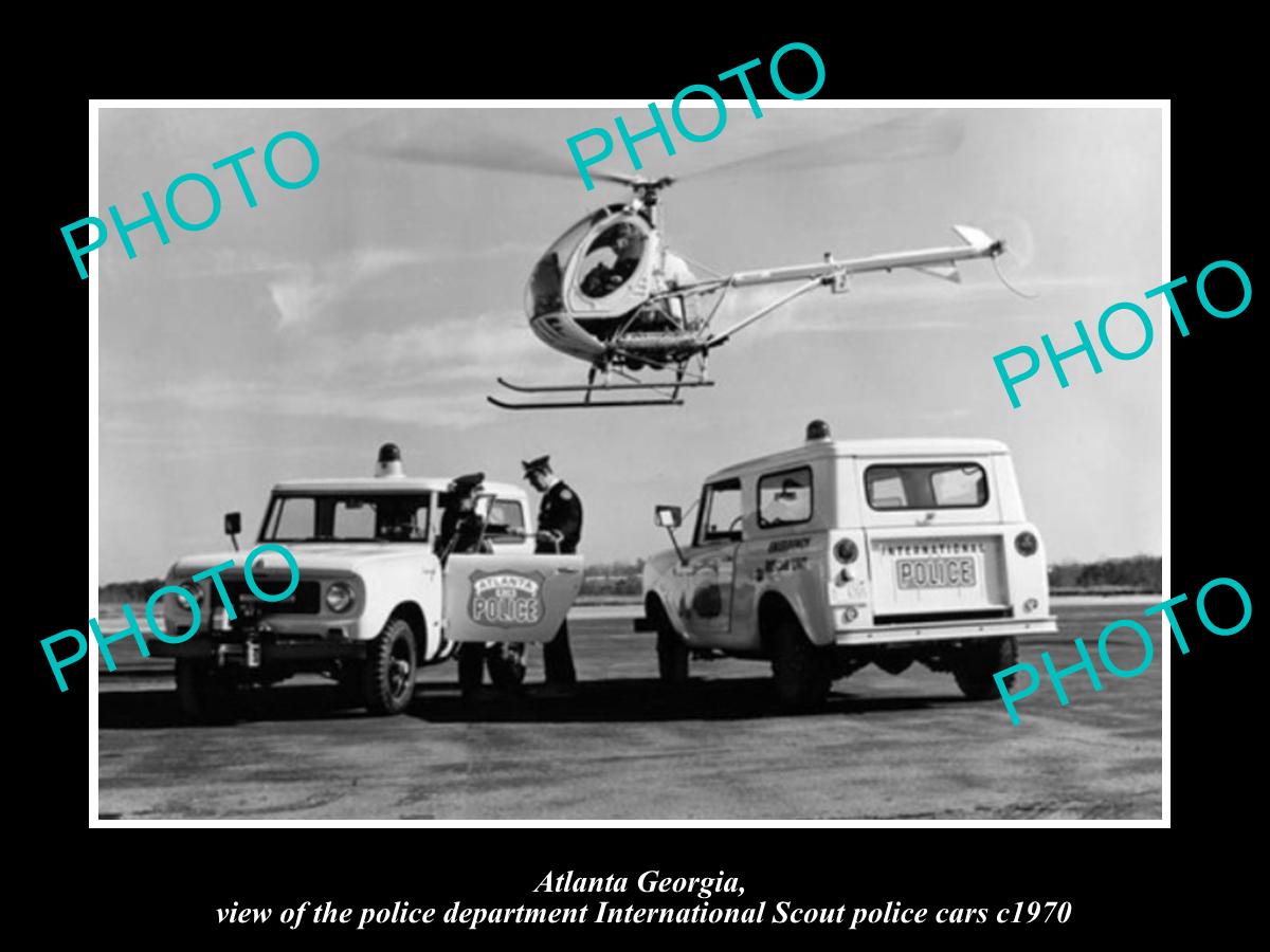 OLD LARGE HISTORIC PHOTO OF ATLANTA GEORGIA, POLICE INTERNATIONAL SCOUT CAR 1970