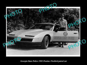 OLD LARGE HISTORIC PHOTO, GEORGIA STATE POLICE POINTIAC FIREBIRD POLICE CAR 1983