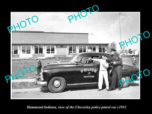 OLD LARGE HISTORIC PHOTO OF HAMMOND INDIANA, THE CHEVROLET POLICE CAR c1951