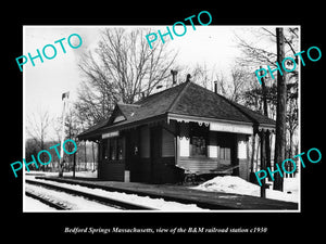 OLD HISTORIC PHOTO OF BEDFORD SPRINGS MASSACHUSETTS, THE B&M RAILROAD DEPOT 1930