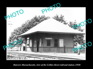 OLD LARGE HISTORIC PHOTO OF DANVERS MASSACHUSETTS, COLLINS RAILROAD DEPOT c1940